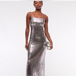 Abercrombie & Fitch Silver Sequin Straight Neck Dress